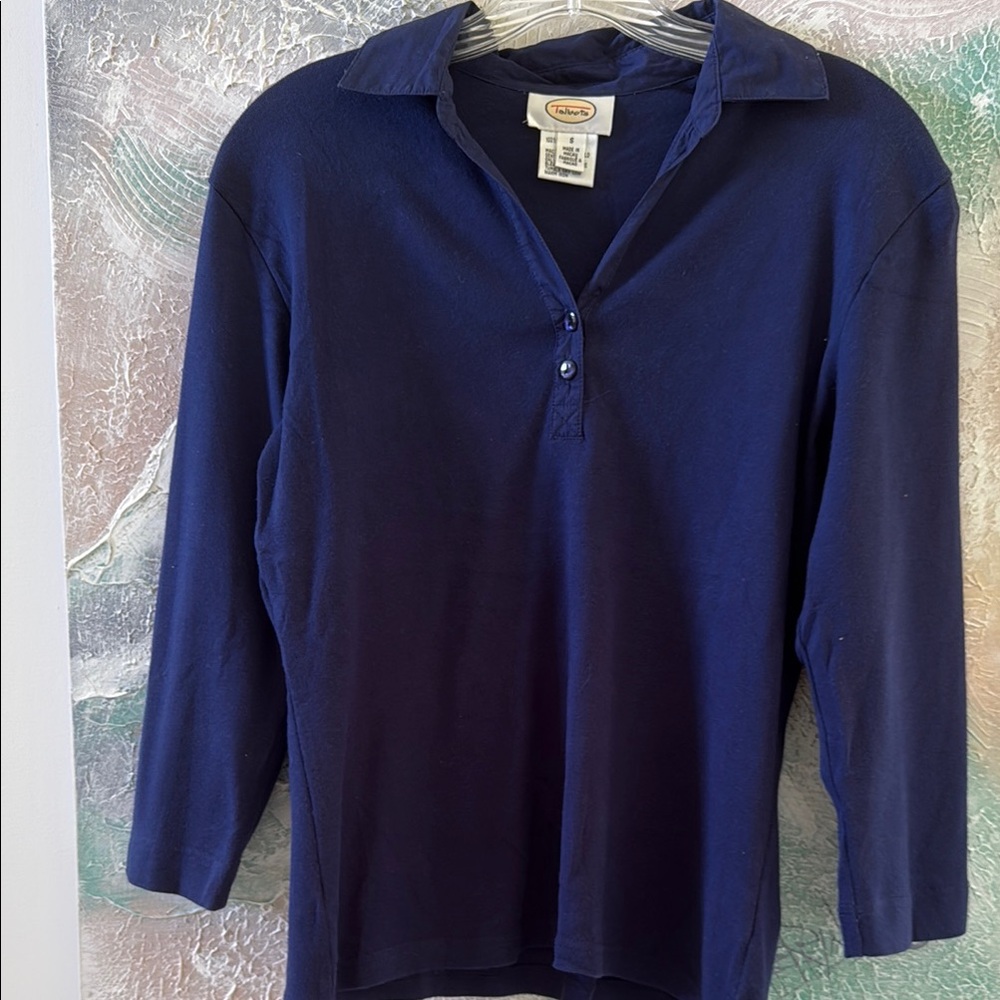Talbot navy Collared Shirt 3/4 sleeves